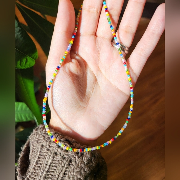 Gold Filled Multi-coloured Beaded Necklace - Picture 7 of 8